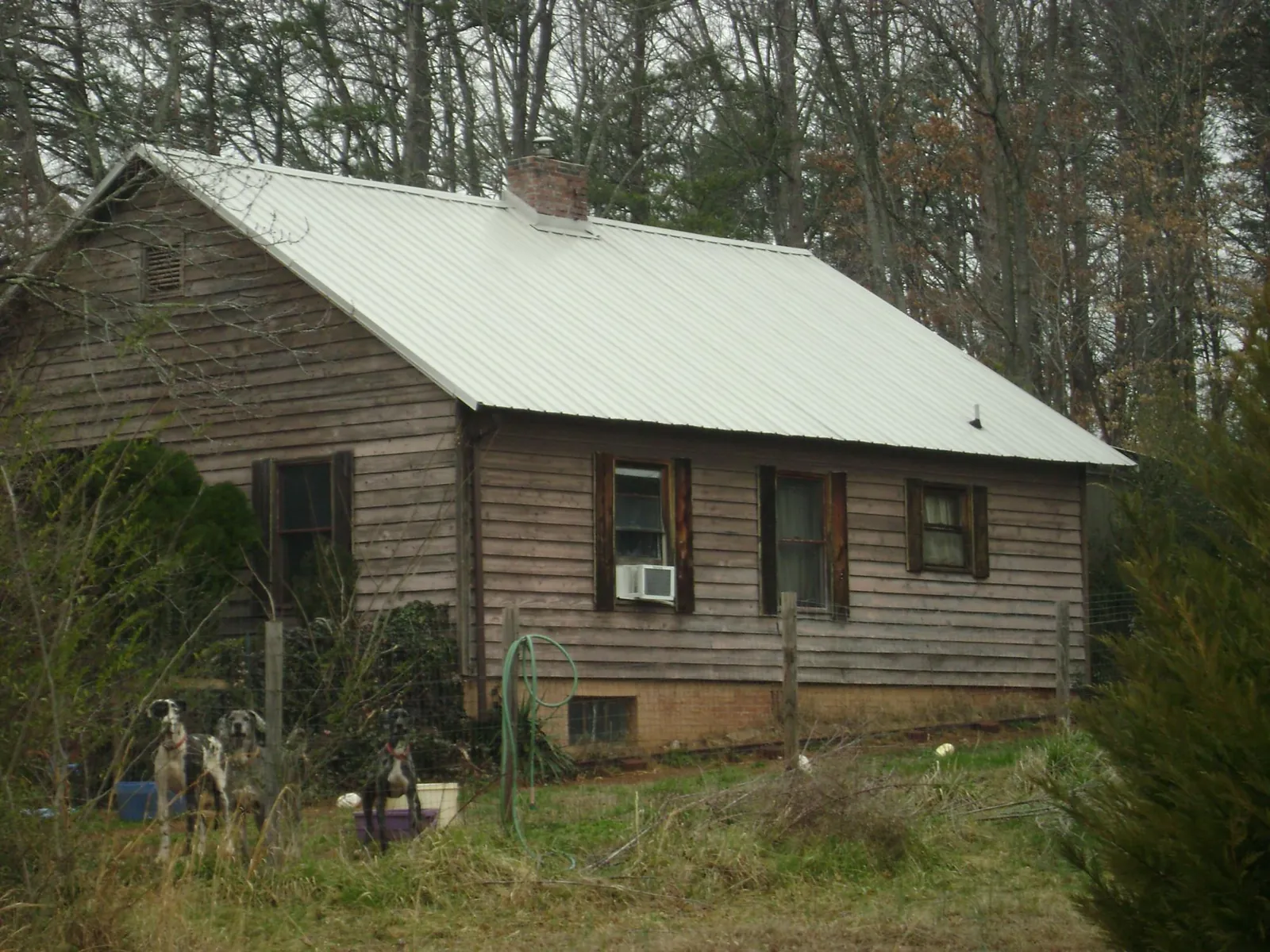 White metal roof on an old wood sided farmhouse, from a Metal Roof Installation job in Cowlesville
